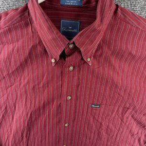 VTG Faconnable Red Striped XL Cotton Button Up Shirt Men Long Sleeve USA Made